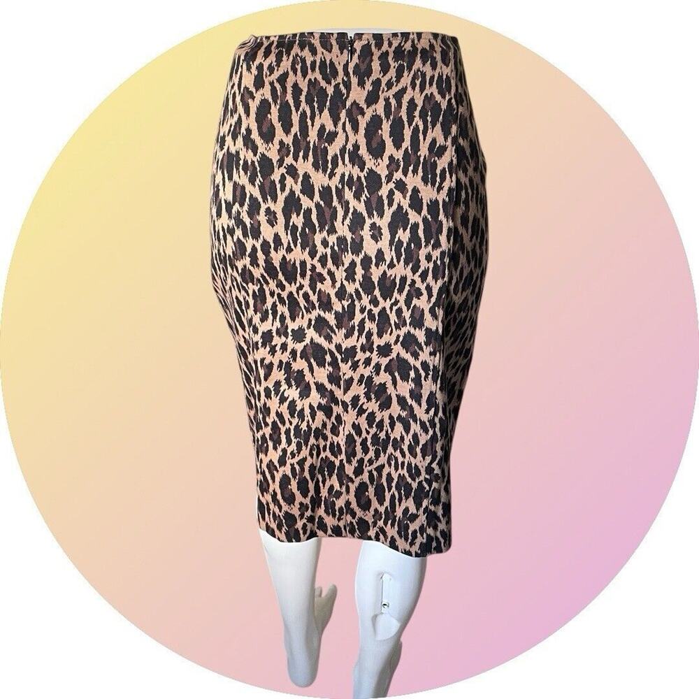 Spiegel Catalog Vintage 90s Leopard Brown Pencil Knit Skirt NEW L 10 - Picture 5 of 13
